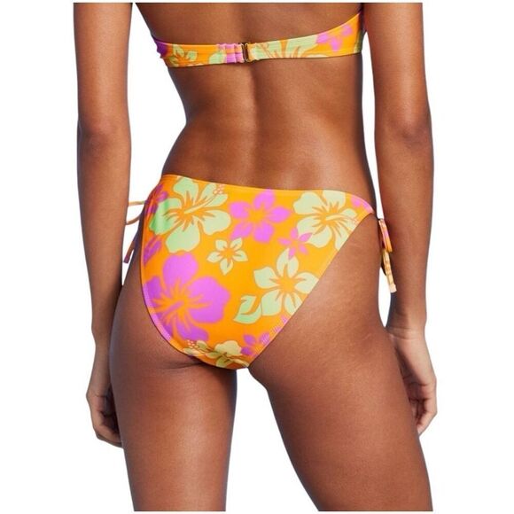 NEW Wild Fable Side-Tie Cheeky High Leg Orange/Pink Bikini Bottom XL - Picture 2 of 7